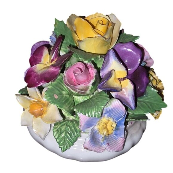 Aynsley Coalport Crown Bone China Floral Figurines Set Of 3 Hand-Painted England - Picture 4 of 16